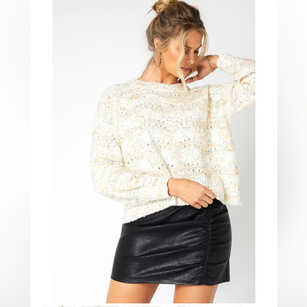 MINKPINK Kasey Knit Cream Textured Sweater